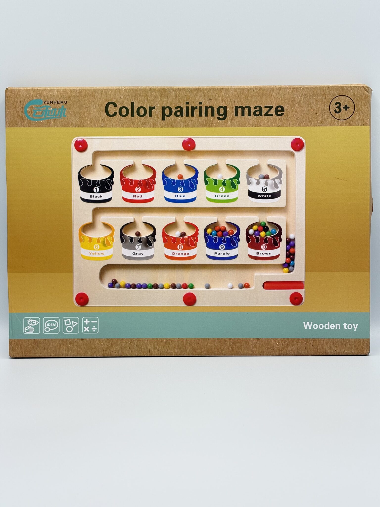 Sorter Magnetyczny Drewniany Labirynt Kolorów